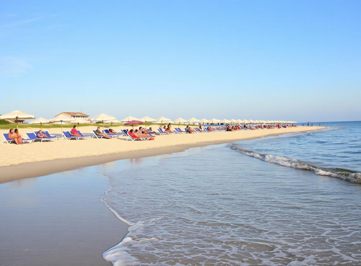Stimmungsbild eines familienfreundlichen Strandes in Kalabrien